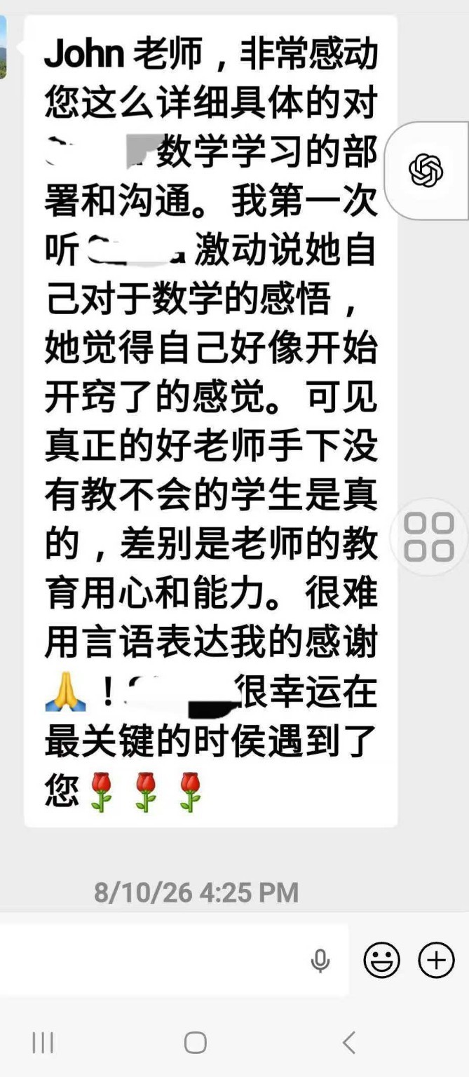 Parent feedback about mathematical insight